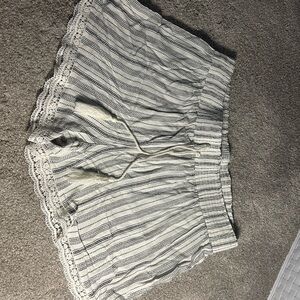 Striped Lace Trim Shorts
